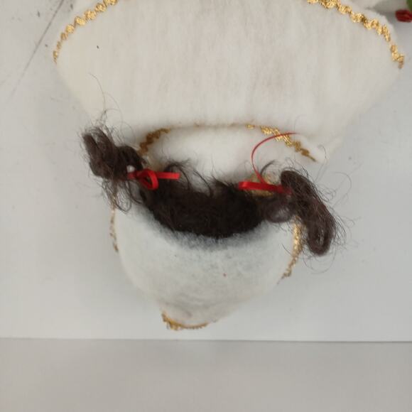 Vintage Mitzi Head Bottle Doll 18" White Winter Cape Red Roses Homemade Decor - Picture 8 of 12